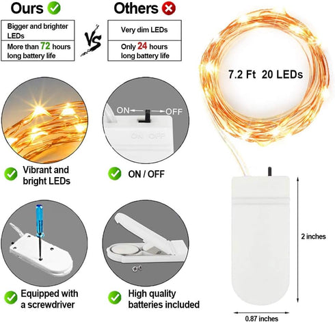 32 Pack 7.2ft 20 MUMUXI Fairy Lights Battery Operated, LED String Lights Waterproof Copper Wire Starry Firefly LEDs
