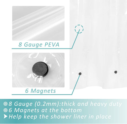 Mrs Awesome Extra Long Shower Curtain Liner, 72 x 84 inch, Clear PEVA 8G Heavy Duty Waterproof