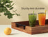 Handles,15x10in Fibogollo Acacia Wood Serving Tray with Metal Ottoman Decorative Trays Platter for Coffee Table,Living