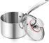 E-far 1-Quart Tri-Ply Stainless Steel Saucepan with Glass Lid, Small Cooking Induction Pot, Non Toxic