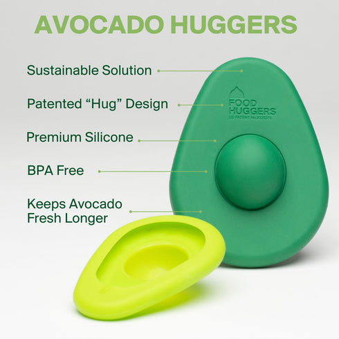 Food Huggers 2pc Silicone Avocado Huggers, Reusable Savers with Pit Storage, Large & Small, BPA Free