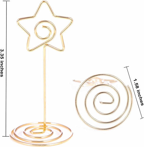 12pcs Gold-Star Shaped Table Number Holders, 3.35 inch Place Card Stands for Wedding, Party, Birthday
