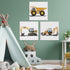 brayqu Set 3 12x12 Inch of Construction Nursery Canvas Wall Art Vehicle Framed Paintings Prints Watercolor Dump Truck