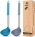 Pack of 2 Silicone Ladle Spoon, Large Non Stick Kitchen Utensils for Cooking, Stirring, Serving Soups (GREY-BLUE)