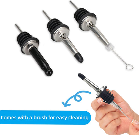 Liquor Pour Spouts with Dust Caps, Speed Pourer Nozzles for Alcohol & Liquor Bottles
