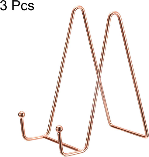 uxcell Plate Stand for Display, 3Pcs 6 Inch Iron Easel Holder for Decorative Plates, Picture, Photo, Book, Rose Gold