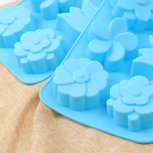 homEdge 6-Cavity Silicone Flower Mold, Set of 3PCS, Non-Stick Tulip Daisy for Candy Chocolate Jelly