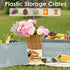 Phyllia Foldable Storage Boxes with Lids, 3 Pack Collapsible Plastic Bins, Stackable Utility Crates (Blue, 30L)
