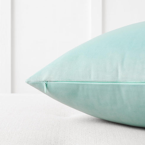 Mixhug Set of 2 Cozy Velvet Throw Pillow Covers, Turquoise, 18 x 18 Inches for Couch and Bed