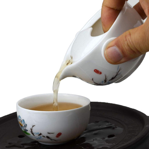 Liang baobao Convenient Teapot Cup, Porcelain Teacup, White Glazed Travel Tea Set (Lotus)