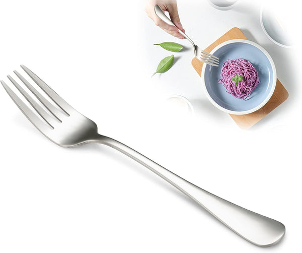 SANTUO Stainless Steel Dinner Forks Set - 12PCS Salad Forks Silverware with Round Handle, Dishwasher Safe