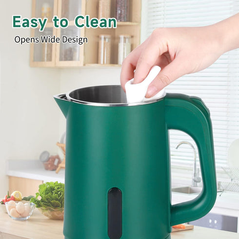 Small Electric Tea Kettle, 0.8L Portable Mini Hot Water Boiler Heater with Auto Shut-Off & Boil Dry Protection (Green)