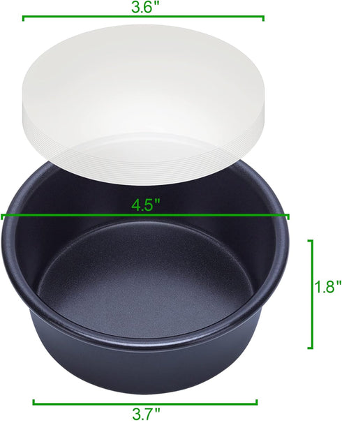 4 Inch Cake Pan Set of 5, Nonstick Round Cheesecake Pans with 100 Parchment Paper, Mini Baking Tins, Food Grade Coating
