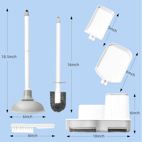 Silkyhose 2 Pack Set, 3 1 Combo(2) Toilet Brush and Plunger in Toilet Bowl Brush and Holder with Crevice Cleaning Brush