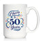 Cheers to 50 Years Coffee Mug - Gifts for Women & Men, 50th Anniversary Party Decor, Large 15oz White Ceramic