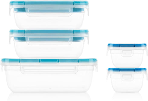Snapware Total Solution 5-Pack Plastic Food Storage Containers Set, Leakproof & Airtight Locking Lids