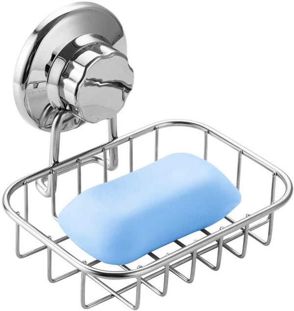 SANNO Suction Cup Soap Holder, Soap Dish Saver Tray for Shower Wall, Bathroom, Stainless Steel