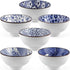Ceramic Rice Bowls 10 oz, Japanese Style Bowl Gift Set, Assorted Dinnerware Serving Bowls for Cereal, Soup, Dessert, Snack, Fruit, Salsa, Pack of 6 (Blue and White) by Sanbege
