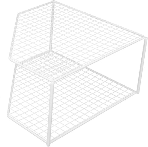 ARTIBETTER 2-Tier Iron Countertop Organizer, White Spice Rack, 20 in L x 8 in W x 5 in H, Lightweight and Portable