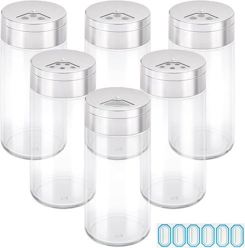 Segarty Spice Jar with Shaker Lids, 6 Pack 6 oz Glass Spice Jars with Adjustable Pour Holes