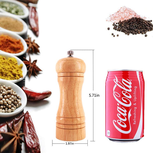 ouktor Set, (5.5inch) Salt and Pepper Grinders Manual Wooden Salt and Pepper Mills Shakers, Ceramic Rotor with Strong