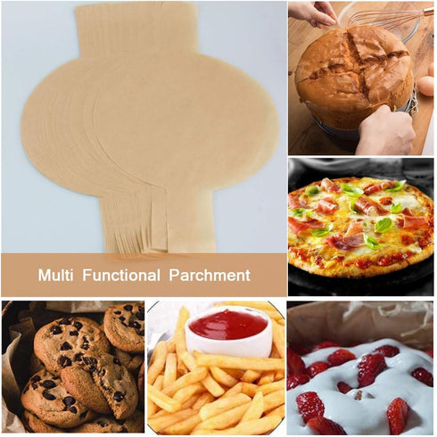 100 PCS Precut Circle Cake Pan Liners - 9 Inch Non Stick Parchment Paper Sheets for Baking Cakes, Brown