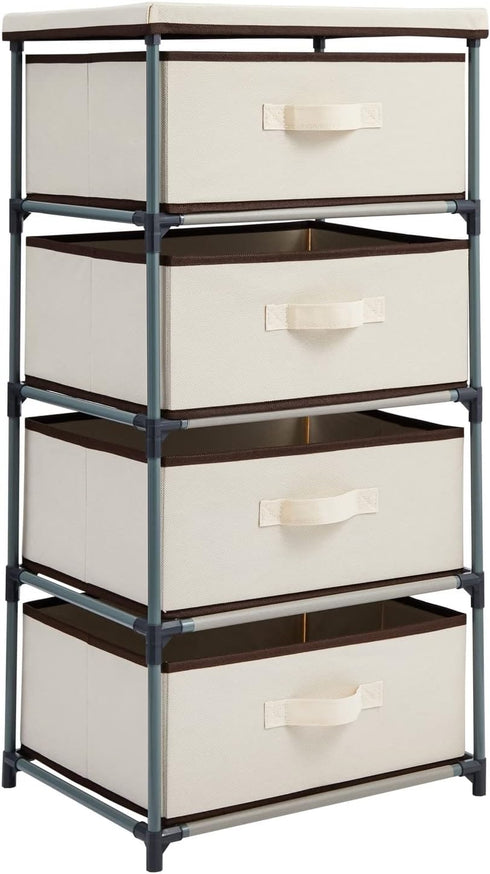 Juvale 4-Tier Tall Closet Dresser with Drawers - Small Fabric Storage Organizer for Bedroom (Beige)