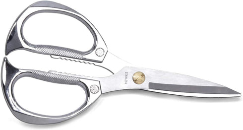 7.5in Stainless Steel Kitchen Scissors, Heavy Duty Shears for Chicken, Meat, Food, Vegetables, BBQ (Silver)