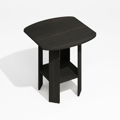Furinno Modern Side Table, Square Round Corner End Table with Storage Shelf, Night Stand, Bedside Table, for Living