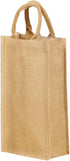 1Pack Jute Burlap 2 Bottle Wine Gift Tote Bags - Reusable with Soft Cotton Handles for Weddings, Parties, Birthdays