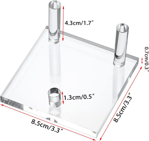 Hipiwe 4-Pack Clear Acrylic Display Stand, Three-Peg Easel Stands for Fossil Coral, Geodes, Rock Mineral Collectibles