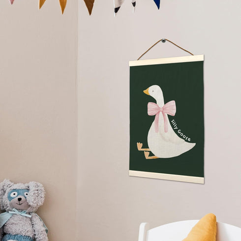 12x16 inch, LKETW Silly Goose Wall Art - Goose Nursery Decor Poster Hanger Frame Goose Gifts, Cute Goose Wall Art