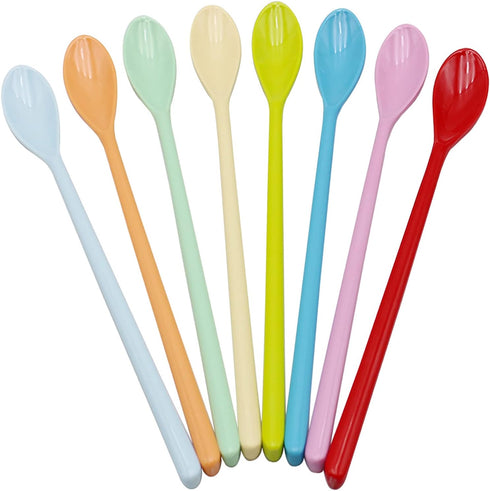 Set of 8 Colorful Melamine Mixing Spoons, Long Espresso Spoons for Coffee and Dessert, 8.8-Inch
