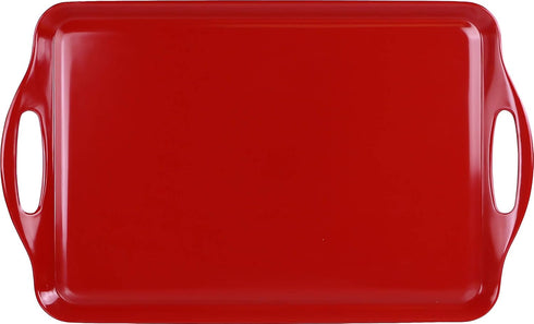 Reston Lloyd Calypso Basics Melamine Serving Ottoman Tray with Handles, Rectangular, Lemon, Lightweight, Durable