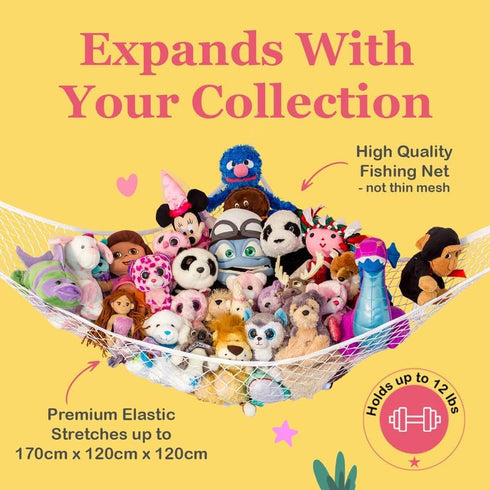 Lilly's Love Stuffed Animal Net Hammock for Plushie Toys - Large 2 Pack, Easy to Hang with Anchors