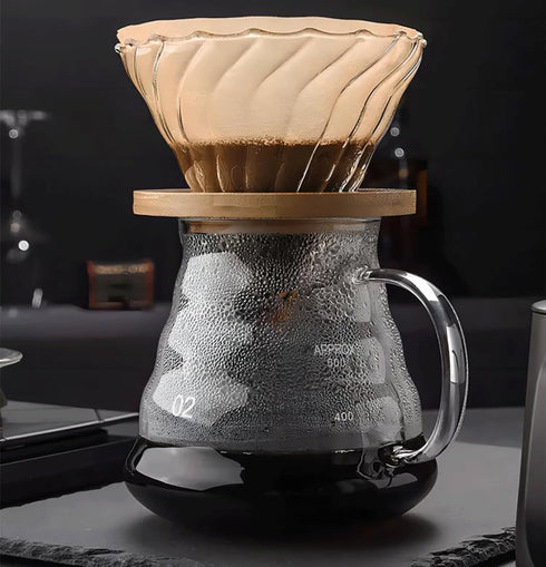 Pour Over Coffee Maker, 20 OZ / 600ML Coffee Server with Glass Dripper, Stylish 2 IN 1 Kit for Home or Office
