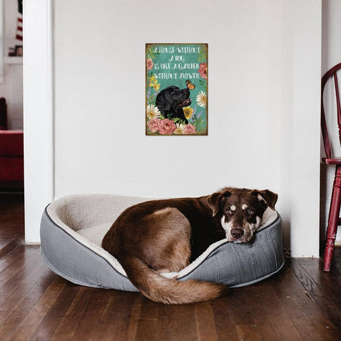 GLOBLELAND "A House Without A Dog is Like a Garden Without Flower" Vintage Black Dog Metal Sign for Home