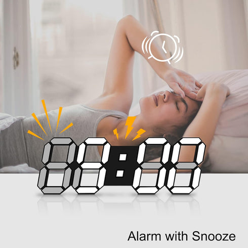 3D Snooze Dimmable 12/24 (15 Inch, Deeyaple Led Digital Alarm Clock Small Wall Clock Time Memory Date Temperature