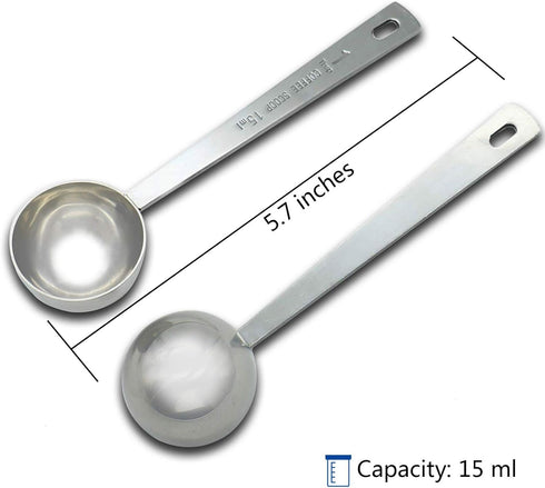 Timoo Coffee Measuring Scoop 1 Tablespoon Long Handle Stainless Steel Spoon for Coffee, Milk Powder, Fruit Powder, Set