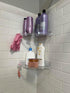 JiePai Acrylic Corner Shower Caddy Shelf with Hooks, 2 Pack Adhesive Wall Mounted Organizer for Shower & Kitchen Storage