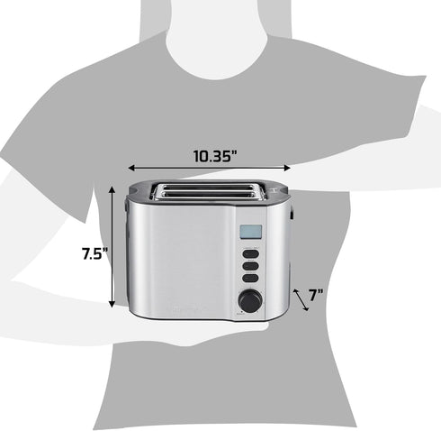 Elite Gourmet ECT2145 Extra Wide Slot 2-Slice Toaster, Bagel Function, 6 Toast Settings, Stainless Steel with Countdown