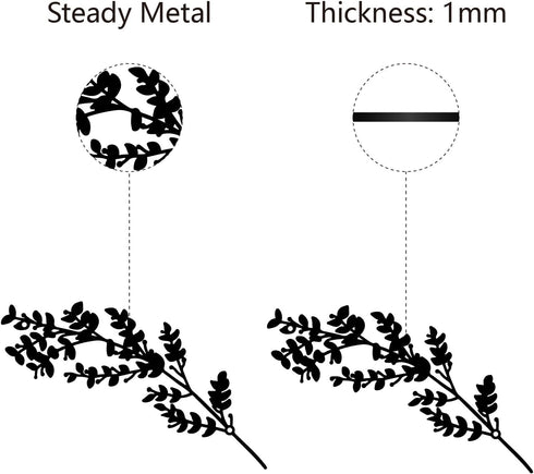 CREATCABIN Metal Tree Leaf Wall Decor, Double Black Wrought Iron Scroll Sculpture Leaf Hanging Decor