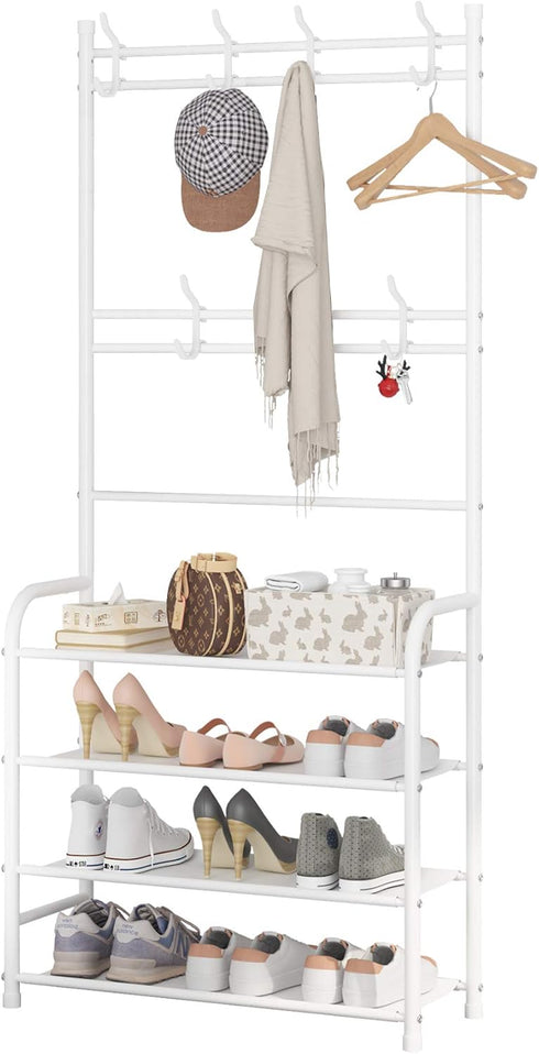 UDEAR Entryway Coat Rack,Hall Tree Storage Shelf,Easy Assembly,with 4-Tier Shelf for Storage