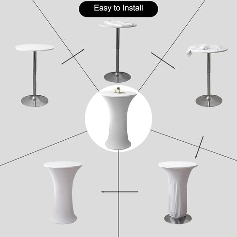 Viiamacki 24x43 Inch Round Spandex Cocktail Tablecloth, Coffee Elastic Fitted Highboy Bar Table Cloth, High Top