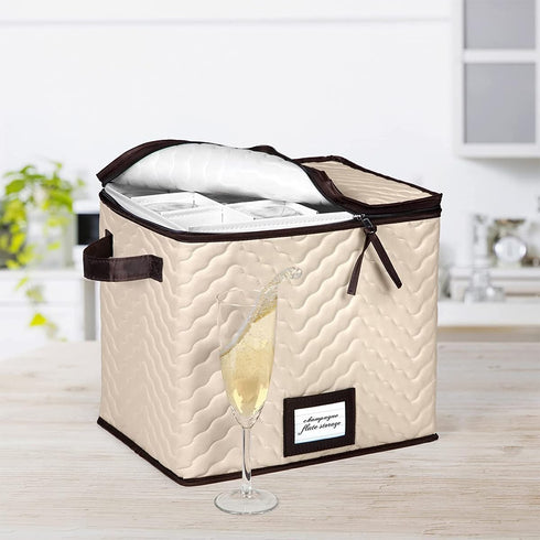 Hold N Storage Wine Glass Storage Set of 2, Each Holds 12 Champagne Flute Glasses Up to 11" H