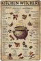 Spice and Cooking Herbs Witchcraft - kitchen witchery Funny Metal Tin Sign for Classroom Infographic Decor 8x12 inch