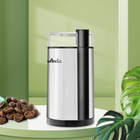 Wancle Electric Coffee Grinder, Quiet Spice Grinder with One Touch Operation for Beans and Spices, Stainless Steel