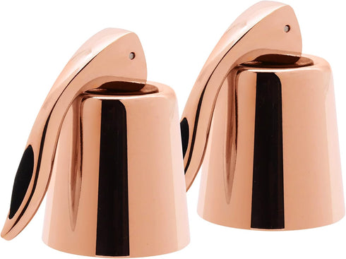 OGGI Copper Plated Bottle Stopper Set of 2 - Stylish Wine Saver Stoppers with Airtight Levers
