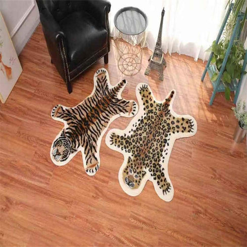 Leopard Print Rug, 2.7 W x 3.5 L Feet Faux Cowhide Skin Area Rug for Home Office, Livingroom, Bedroom