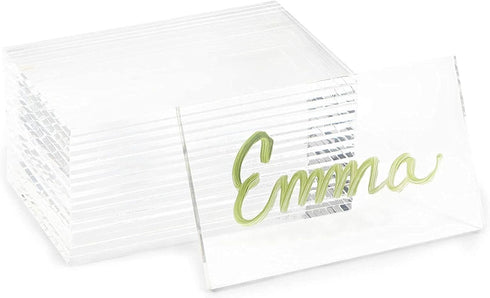 Bright Creations 20-Pack Clear Acrylic Place Cards for Seating, Wedding Guest Names, Table Settings, 3.5 × 2 in